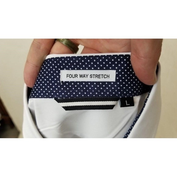 Mens White Performance Super Shirt Four Way‎ Stretch Wrinkle Resistant Large - Picture 3 of 9